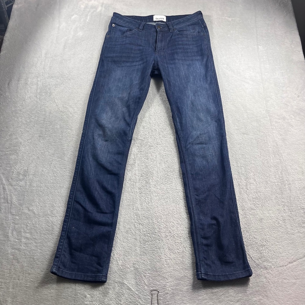 DU/ER Women Mid Rise Slim Straight Jeans Dark‎ Wash WFLS4516 Size 28x32